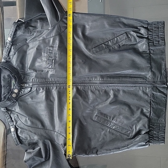 Members Only genuine leather jacket, LT, black, epaulettes, 42-44 LT - Picture 6 of 15